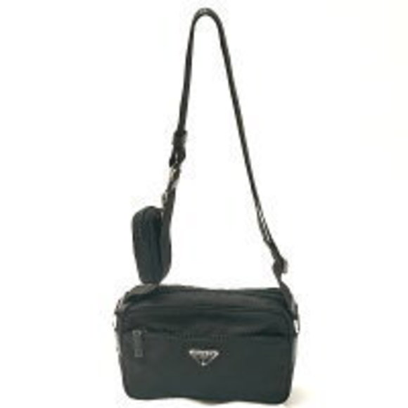 Prada Re Nylon Crossbody Nylon Saffiano Leather Black - Picture 1 of 7